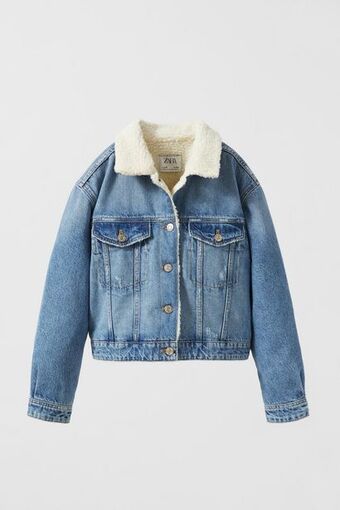 ZARA Cazadora denim borreguillo oferta