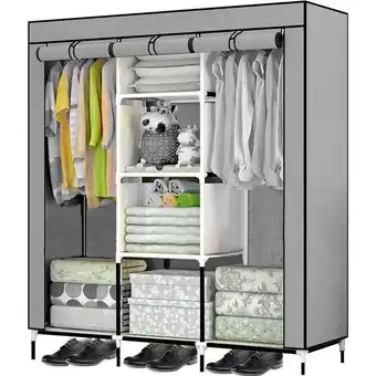 Closet organizador de 3 puertas con armario y 8 secciones rack and pack gris