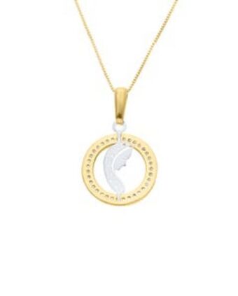 Joyerías Bizzarro Dije de oro amarillo y blanco de 14k con zirconias y cadena, imagen virgen oferta