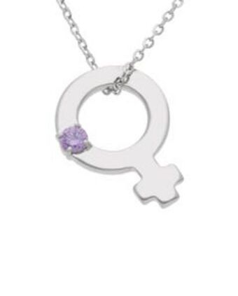 Joyerías Bizzarro Dije con cadena oro blanco 14k con zirconia color amatista para mujer oferta