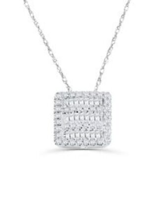 Joyerías Bizzarro Dije de oro blanco 14k con cadena 45 cm con 25 pts de diamante oferta