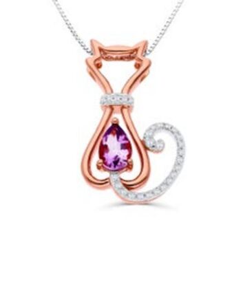 Joyerías Bizzarro Dije de oro rosa 14k con cadena con 8pts de diamante y amatista (vs1-vs2) (g-h) oferta