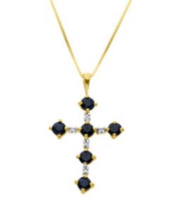 Joyerías Bizzarro Dije de cruz de oro amarillo con cadena 14k con 2pts de diamante y zafiro negro(h-i) (i1 - i2) oferta