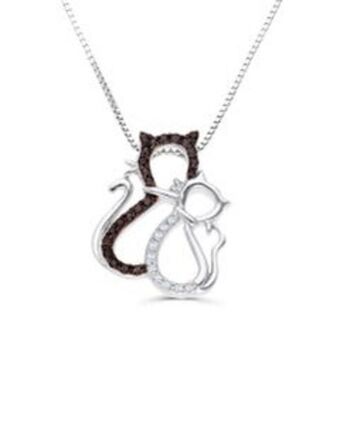 Joyerías Bizzarro Dije de oro blanco 14k con cadena con 9pts de diamantes blancos y negros (vs1-vs2) (g-h) oferta
