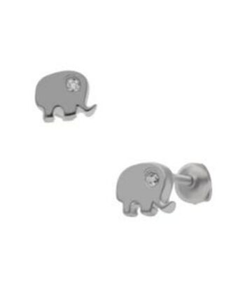 Broquel elefante oro blanco 14k con 1pto de brillante