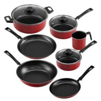 El Bodegón Batería de cocina ekco de 10 piezas hecha de aluminio color rojo con antiadherente duraflon® oferta
