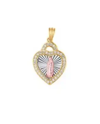 Joyerías Bizzarro Medalla de la virgen de guadalupe oro florentino 14k sin cadena con zirconia oferta