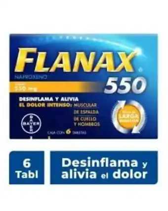 Farmacias del Ahorro Flanax® 550 mg analgésico antiinflamatorio 6 tabletas oferta