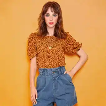 966-83 blusa mostaza diseño floral