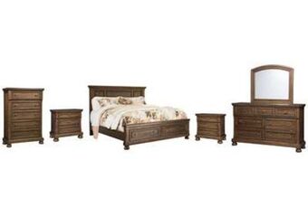 Flynnter california king panel bed with 2 storage drawers with mi...