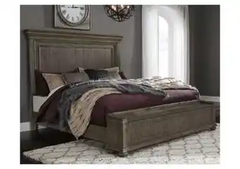 Ashley Furniture Black/gray,brown/beige johnelle king panel bed with storage bench oferta