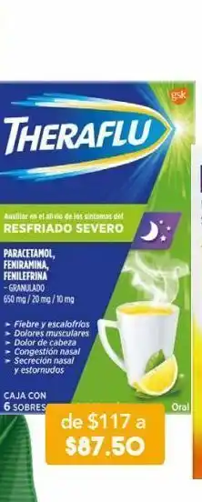 Farmacia San Pablo Theraflu resfriado severo 6 granulado sobre paracetamol 650 mg oferta