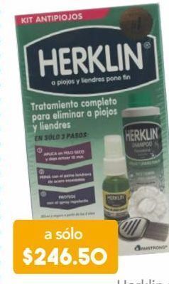 Herklin kit antipiojos shampo 120ml+spray 30ml+ peine lendrera+gorra de baño 4 piezas