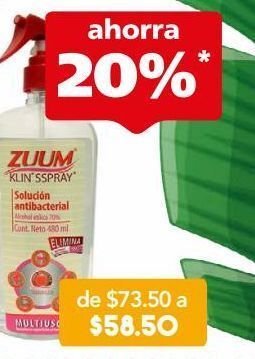 Farmacia San Pablo Zuum klin sspray solución antibacterial 0.480 ml oferta
