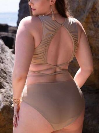 SHEIN Bañador bikini simple de talle alto oferta
