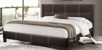Muebles Dico Cama tapizada king size reina café oferta
