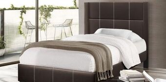 Muebles Dico Cama tapizada individual reina café oferta