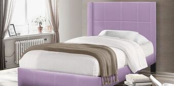 Muebles Dico Cama tapizada individual reina morado oferta