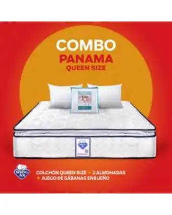 Super Colchones Spring air colchón panama queen size + juego de sabanas ensueño + 2 almohadas oferta