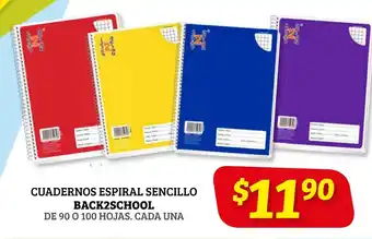 Soriana Híper Cuadernos Espiral Sencillo Back2School de 90 o 100 hojas oferta
