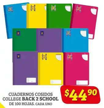 Cuadernos Cosidos College Back2School de 100 hojas