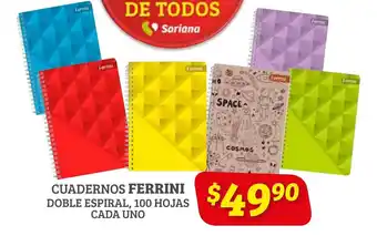 Soriana Híper Cuadernos Ferrini Doble Espiral 100 hojas oferta