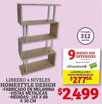 Soriana Híper Librero 4 Niveles Homestyle Design 145 x 80 x 30cm oferta