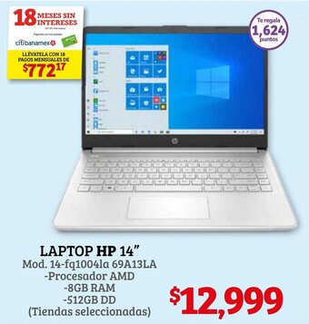 Soriana Híper Laptop HP 14" oferta