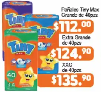 Pañales Tiny Max Grande de 40pzs