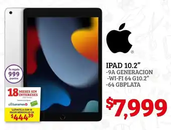 Soriana Híper Ipad 10.2" 9A Generacion 64GB oferta