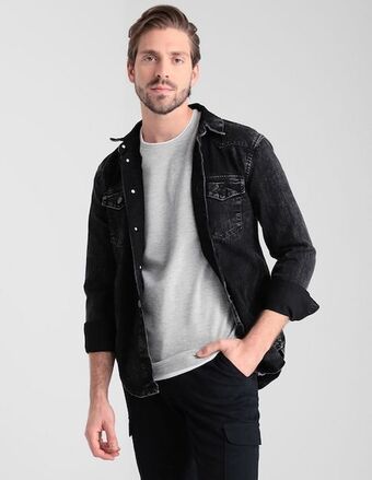 Suburbia Chamarra contempo de mezclilla con bolsillos para hombre oferta