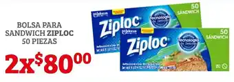 Soriana Híper bolsa para Sandwich Ziploc 2 x 50 piezas oferta
