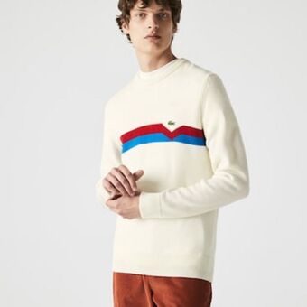 Lacoste Jersey de lana con rayas éticas made in france para hombre oferta