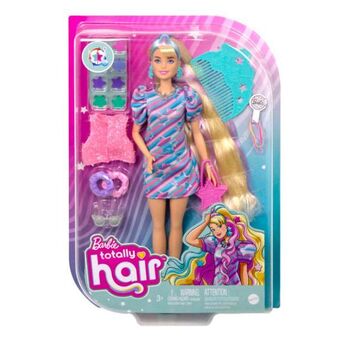 Juguetibici Barbie totally hair vestido de estrellas amarillas hcm88 oferta