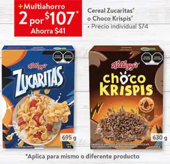 Walmart Cereal Zucaritas O Choco Krispis 2 x 695g o 630g oferta