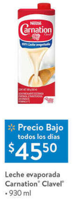 Walmart Leche Evaporada Carnation Clavel 930ml oferta