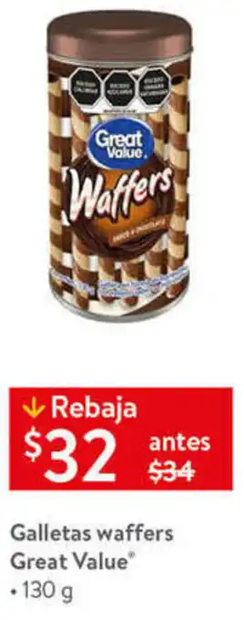 Walmart Galletas Awffers Great Value 130g oferta