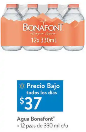 Walmart Agua Bonafont 12 pzas 330ml oferta