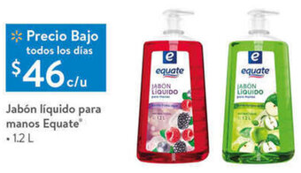Walmart Jabón Líquido para Manos Equate 1,2L oferta