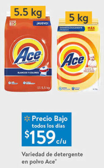 Walmart Variedad de Detergente en Polvo Ace oferta