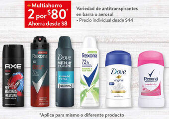 Walmart Variedad de Antitranspirantes en Barra o Aerosol oferta