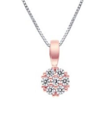 Joyerías Bizzarro Dije de oro rosa con cadena 14k con zirconias oferta