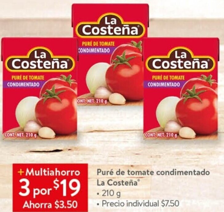 Walmart Express Puré de Tomate Condimentado La Costeña 3 x 210g oferta