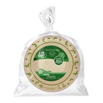 Plato de papel bio form cañatek 20 oz con 70 pzas