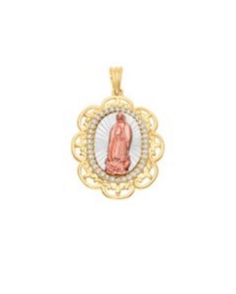 Joyerías Bizzarro Medalla de la virgen de guadalupe oro florentino 14k con zirconia sin cadena oferta