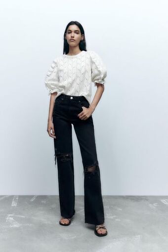 ZARA Camiseta manga abullonada oferta