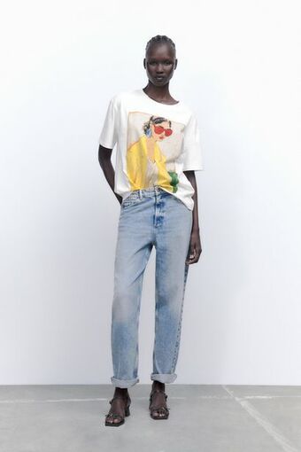 ZARA Camiseta estampación chica oferta