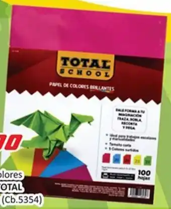 Papel de colores brillantes TOTAL SCHOOL 100hjs