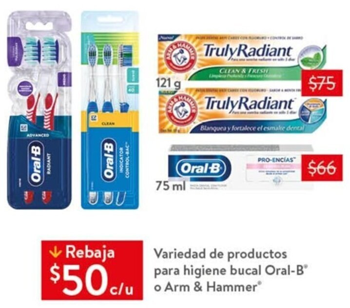 Walmart Express Variedad de Productos para Higiene Bucal Oral_B o Arm & Hammer oferta