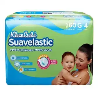 Pañales kleenbebé suavelastic etapa 4 grande con 60 pz